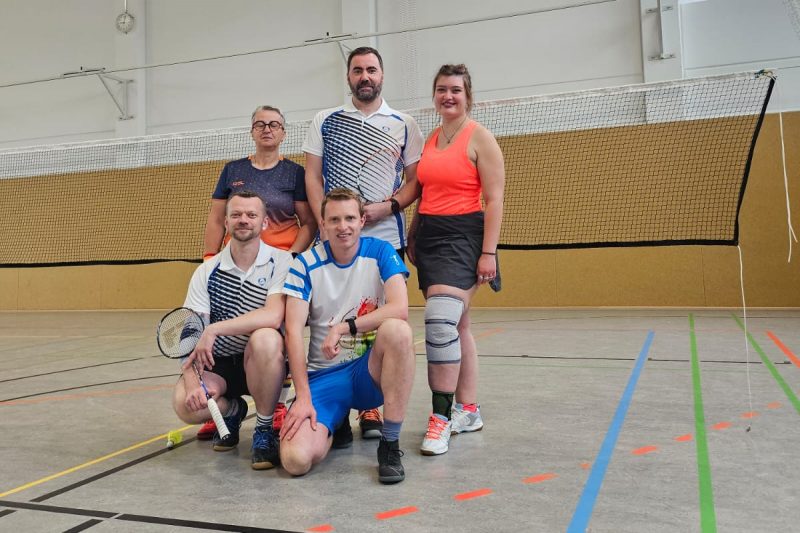 Erster Spieltag der QuBaLi 2024 in Leipzig: Torsten, André, Silke, Lavinia und Stefan