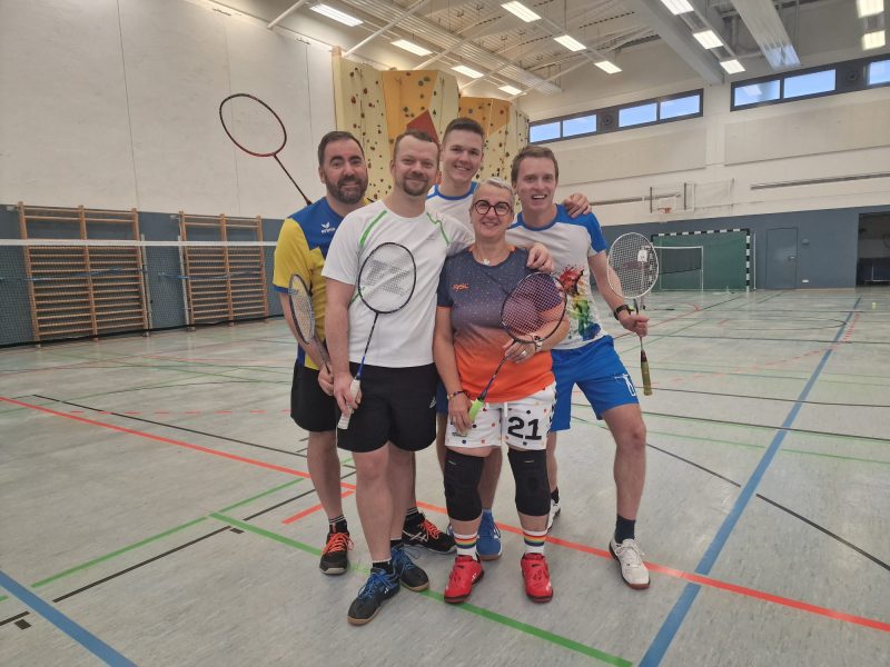 Zweiter Spieltag der QuBaLi 2024 in Frankfurt/Main: Silke, Torsten, André, Stefan und Moritz